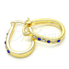 Oro Laminado Small Hoop, Gold Filled Style with Sapphire Blue and White Crystal, Polished, Golden Finish, 02.100.0081.15