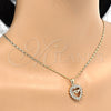 Oro Laminado Pendant Necklace, Gold Filled Style Mom and Heart Design, with White Cubic Zirconia, Polished, Golden Finish, 04.156.0092.1.20 (02 MM Thickness, 20 Inches Length)