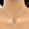 Oro Laminado Pendant Necklace, Gold Filled Style Little Girl Design, with White Micro Pave, Polished, Golden Finish, 04.156.0115.20 (02 MM Thickness, 20 Inches Length)