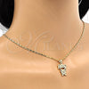 Oro Laminado Pendant Necklace, Gold Filled Style Little Girl Design, with White Micro Pave, Polished, Golden Finish, 04.156.0115.20 (02 MM Thickness, 20 Inches Length)