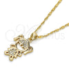 Oro Laminado Pendant Necklace, Gold Filled Style Little Girl Design, with White Micro Pave, Polished, Golden Finish, 04.156.0115.20 (02 MM Thickness, 20 Inches Length)