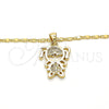 Oro Laminado Pendant Necklace, Gold Filled Style Little Girl Design, with White Micro Pave, Polished, Golden Finish, 04.156.0115.20 (02 MM Thickness, 20 Inches Length)