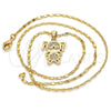 Oro Laminado Pendant Necklace, Gold Filled Style Little Girl Design, with White Micro Pave, Polished, Golden Finish, 04.156.0115.20 (02 MM Thickness, 20 Inches Length)