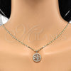 Oro Laminado Pendant Necklace, Gold Filled Style Tree Design, with White Cubic Zirconia, Polished, Golden Finish, 04.156.0117.20 (02 MM Thickness, 20 Inches Length)