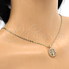 Oro Laminado Pendant Necklace, Gold Filled Style Tree Design, with White Cubic Zirconia, Polished, Golden Finish, 04.156.0117.20 (02 MM Thickness, 20 Inches Length)