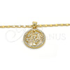 Oro Laminado Pendant Necklace, Gold Filled Style Tree Design, with White Cubic Zirconia, Polished, Golden Finish, 04.156.0117.20 (02 MM Thickness, 20 Inches Length)