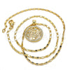 Oro Laminado Pendant Necklace, Gold Filled Style Tree Design, with White Cubic Zirconia, Polished, Golden Finish, 04.156.0117.20 (02 MM Thickness, 20 Inches Length)