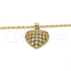 Oro Laminado Pendant Necklace, Gold Filled Style Heart Design, with White Micro Pave, Polished, Golden Finish, 04.156.0118.20 (02 MM Thickness, 20 Inches Length)