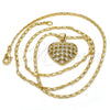 Oro Laminado Pendant Necklace, Gold Filled Style Heart Design, with White Micro Pave, Polished, Golden Finish, 04.156.0118.20 (02 MM Thickness, 20 Inches Length)