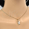 Oro Laminado Pendant Necklace, Gold Filled Style Teardrop Design, with White Cubic Zirconia, Polished, Golden Finish, 04.166.0004.18 (02 MM Thickness, 18 Inches Length)