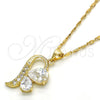 Oro Laminado Pendant Necklace, Gold Filled Style Teardrop Design, with White Cubic Zirconia, Polished, Golden Finish, 04.166.0004.18 (02 MM Thickness, 18 Inches Length)