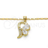 Oro Laminado Pendant Necklace, Gold Filled Style Teardrop Design, with White Cubic Zirconia, Polished, Golden Finish, 04.166.0004.18 (02 MM Thickness, 18 Inches Length)