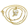 Oro Laminado Pendant Necklace, Gold Filled Style Teardrop Design, with White Cubic Zirconia, Polished, Golden Finish, 04.166.0004.18 (02 MM Thickness, 18 Inches Length)