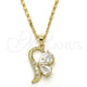 Oro Laminado Pendant Necklace, Gold Filled Style Teardrop Design, with White Cubic Zirconia, Polished, Golden Finish, 04.166.0004.18 (02 MM Thickness, 18 Inches Length)