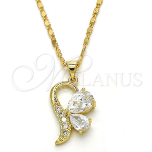 Gold Filled Necklace — Pendant Necklace Teardrop Design with White Cubic Zirconia — main product view — SKU 119361 | Oro Laminado collar — Pendant Necklace Teardrop diseño with blanco Cubic Zirconia — SKU 119361