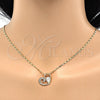 Oro Laminado Pendant Necklace, Gold Filled Style Heart and Teardrop Design, with White Cubic Zirconia, Polished, Golden Finish, 04.166.0005.18 (02 MM Thickness, 18 Inches Length)