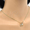 Oro Laminado Pendant Necklace, Gold Filled Style Heart and Teardrop Design, with White Cubic Zirconia, Polished, Golden Finish, 04.166.0005.18 (02 MM Thickness, 18 Inches Length)