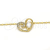 Oro Laminado Pendant Necklace, Gold Filled Style Heart and Teardrop Design, with White Cubic Zirconia, Polished, Golden Finish, 04.166.0005.18 (02 MM Thickness, 18 Inches Length)