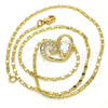 Oro Laminado Pendant Necklace, Gold Filled Style Heart and Teardrop Design, with White Cubic Zirconia, Polished, Golden Finish, 04.166.0005.18 (02 MM Thickness, 18 Inches Length)