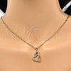 Oro Laminado Pendant Necklace, Gold Filled Style Heart Design, with White Cubic Zirconia, Polished, Golden Finish, 04.166.0008.18 (02 MM Thickness, 18 Inches Length)