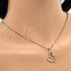 Oro Laminado Pendant Necklace, Gold Filled Style Heart Design, with White Cubic Zirconia, Polished, Golden Finish, 04.166.0008.18 (02 MM Thickness, 18 Inches Length)