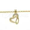 Oro Laminado Pendant Necklace, Gold Filled Style Heart Design, with White Cubic Zirconia, Polished, Golden Finish, 04.166.0008.18 (02 MM Thickness, 18 Inches Length)