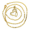 Oro Laminado Pendant Necklace, Gold Filled Style Heart Design, with White Cubic Zirconia, Polished, Golden Finish, 04.166.0008.18 (02 MM Thickness, 18 Inches Length)