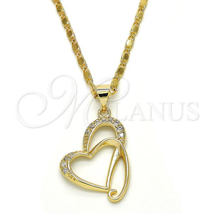 Gold Filled Necklace — Pendant Necklace Heart Design with White Cubic Zirconia — main product view — SKU 119365 | Oro Laminado collar — Pendant Necklace corazón diseño with blanco Cubic Zirconia — SKU 119365