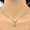 Oro Laminado Pendant Necklace, Gold Filled Style with White Micro Pave, Polished, Golden Finish, 04.166.0011.20 (02 MM Thickness, 20 Inches Length)