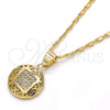 Oro Laminado Pendant Necklace, Gold Filled Style with White Micro Pave, Polished, Golden Finish, 04.166.0011.20 (02 MM Thickness, 20 Inches Length)