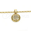 Oro Laminado Pendant Necklace, Gold Filled Style with White Micro Pave, Polished, Golden Finish, 04.166.0011.20 (02 MM Thickness, 20 Inches Length)