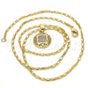 Oro Laminado Pendant Necklace, Gold Filled Style with White Micro Pave, Polished, Golden Finish, 04.166.0011.20 (02 MM Thickness, 20 Inches Length)