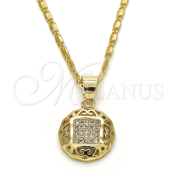 Gold Filled Necklace — Pendant Necklace with White Micro Pave Polished 04. — main product view — SKU 119370 | Oro Laminado collar — Pendant Necklace with blanco Micro Pave pulido 04. — SKU 119370