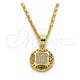 Oro Laminado Pendant Necklace, Gold Filled Style with White Micro Pave, Polished, Golden Finish, 04.166.0011.20 (02 MM Thickness, 20 Inches Length)