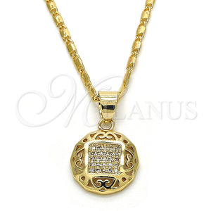 Gold Filled Necklace — Pendant Necklace with White Micro Pave Polished 04. — main product view — SKU 119370 | Oro Laminado collar — Pendant Necklace with blanco Micro Pave pulido 04. — SKU 119370