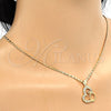 Oro Laminado Pendant Necklace, Gold Filled Style Heart Design, with White Micro Pave, Polished, Golden Finish, 04.156.0103.1.20 (02 MM Thickness, 20 Inches Length)