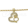 Oro Laminado Pendant Necklace, Gold Filled Style Heart Design, with White Micro Pave, Polished, Golden Finish, 04.156.0103.1.20 (02 MM Thickness, 20 Inches Length)