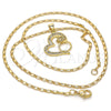 Oro Laminado Pendant Necklace, Gold Filled Style Heart Design, with White Micro Pave, Polished, Golden Finish, 04.156.0103.1.20 (02 MM Thickness, 20 Inches Length)