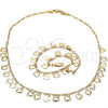 Oro Laminado Necklace and Bracelet, Gold Filled Style Heart Design, Polished, Golden Finish, 06.105.0002