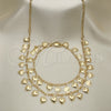 Oro Laminado Necklace and Bracelet, Gold Filled Style Heart Design, Polished, Golden Finish, 06.105.0002