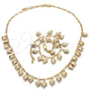 Oro Laminado Necklace and Bracelet, Gold Filled Style Heart Design, Polished, Golden Finish, 06.105.0006