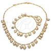 Oro Laminado Necklace and Bracelet, Gold Filled Style Heart Design, Polished, Golden Finish, 06.105.0006