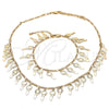 Oro Laminado Necklace and Bracelet, Gold Filled Style key Design, Polished, Golden Finish, 06.105.0007