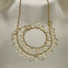 Oro Laminado Necklace and Bracelet, Gold Filled Style Heart Design, Polished, Golden Finish, 06.105.0008