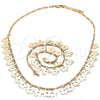 Oro Laminado Necklace and Bracelet, Gold Filled Style Flower Design, Polished, Golden Finish, 06.105.0009