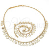 Oro Laminado Necklace and Bracelet, Gold Filled Style Flower Design, Polished, Golden Finish, 06.105.0010