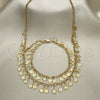 Oro Laminado Necklace and Bracelet, Gold Filled Style Flower Design, Polished, Golden Finish, 06.105.0010
