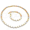 Oro Laminado Necklace and Bracelet, Gold Filled Style Elephant Design, Polished, Tricolor, 06.102.0001