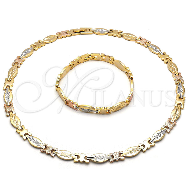 Gold Filled Bracelet — Necklace and Bracelet Diamond Cutting Tricolor 06. — main product view — SKU 119425 | Oro Laminado brazalete — Necklace and Bracelet Diamond Cutting Tricolor 06. — SKU 119425