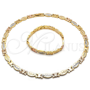 Gold Filled Bracelet — Necklace and Bracelet Diamond Cutting Tricolor 06. — main product view — SKU 119425 | Oro Laminado brazalete — Necklace and Bracelet Diamond Cutting Tricolor 06. — SKU 119425